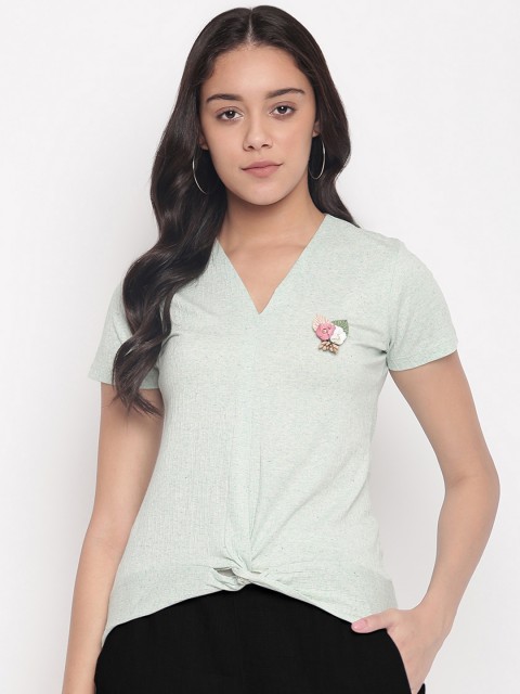 

Miss Grace Women Sea Green Solid Top