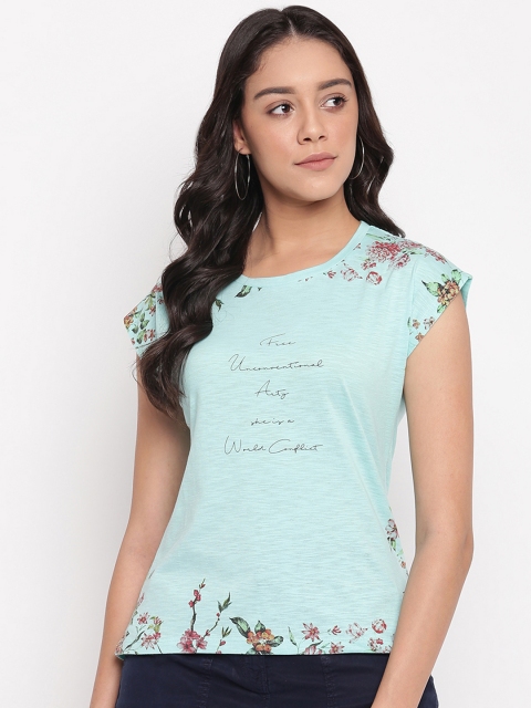 

Miss Grace Women Sea Green Floral Printed Top
