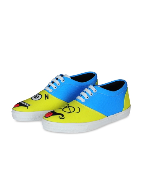 

FF FUNKFEETS Unisex Yellow & Blue Printed Sneakers