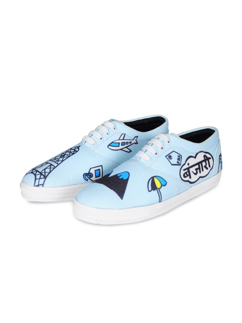 

FF FUNKFEETS Unisex Turquoise Blue & White Printed Sneakers
