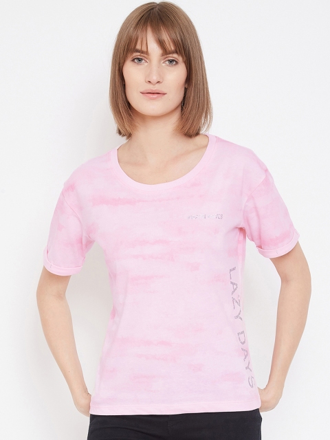 

METTLE Women Pink Solid Round Neck T-shirt