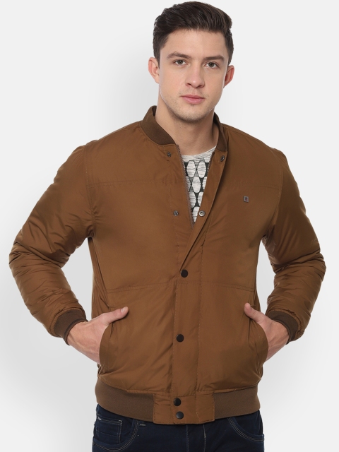 

Louis Philippe Men Brown Solid Windcheater and Water Resistant Quilted Jacket