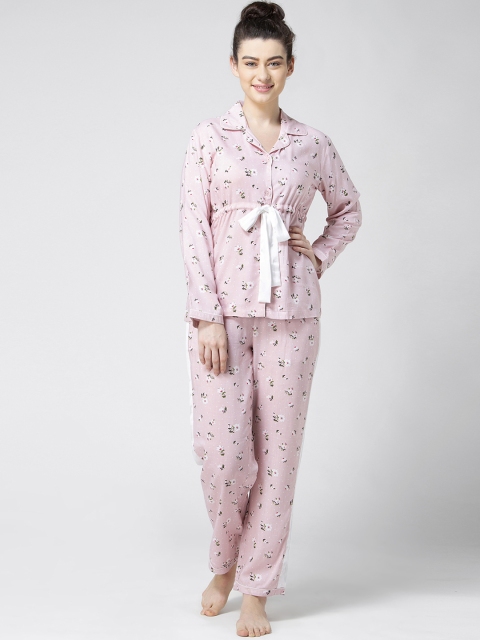 

ADORENITE Women Pink Printed Night suit