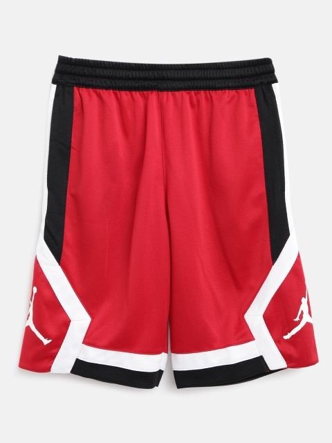 

Jordan Boys Black & Black Rise Solid Sports Shorts, Red