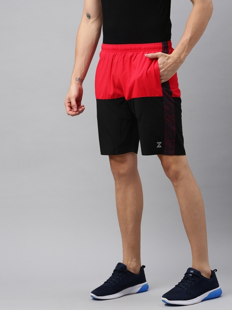 

Azani Men Red & Black Colourblocked Regular Fit Camo Panel Training Shorts