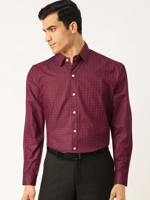 

JAINISH Men Burgundy & Blue Classic Slim Fit Printed Casual Shirt