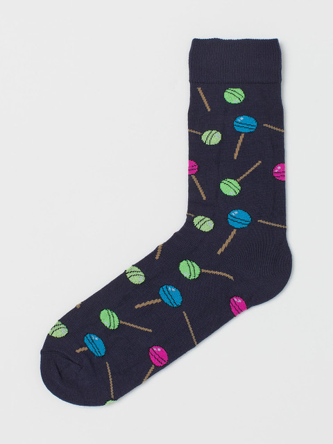 

H&M Men Blue Patterned Socks