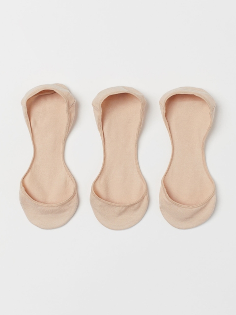 

H&M Women Beige Solid 3-Pack Mini Socks