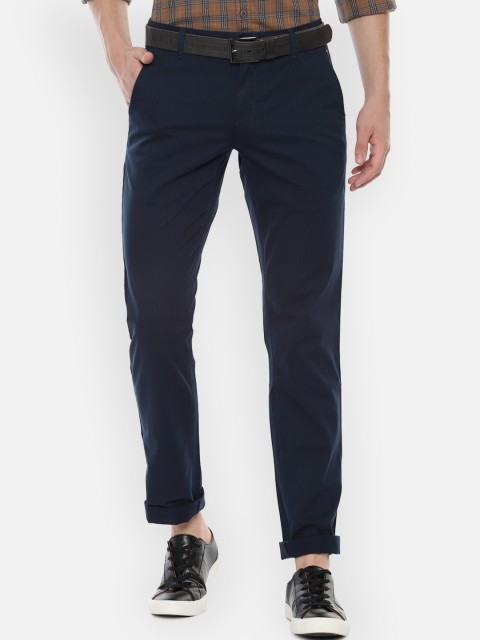 

Louis Philippe Sport Men Navy Blue Slim Fit Self Design Regular Trousers