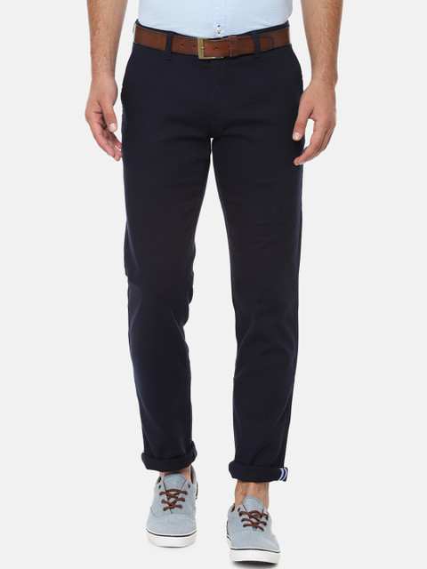 

Louis Philippe Sport Men Navy Blue Slim Fit Self Design Regular Trousers