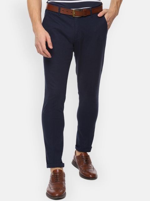 

Louis Philippe Sport Men Navy Blue Slim Fit Self Design Regular Trousers