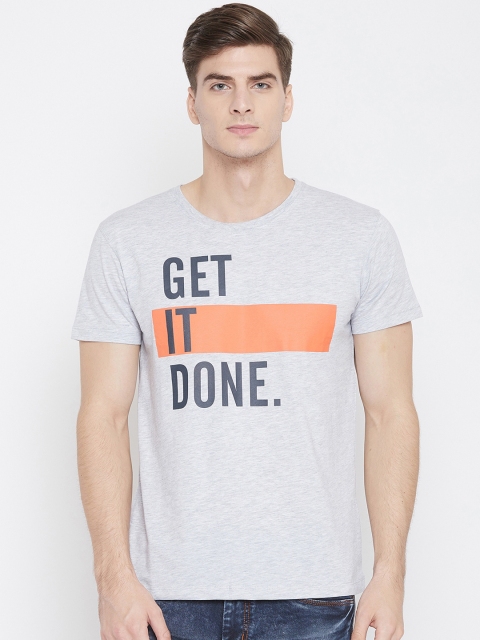 

Octave Men Grey & Orange Printed Round Neck T-shirt