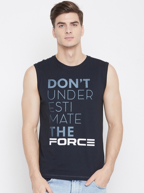 

Octave Men Navy Blue Star Wars Printed Round Neck T-shirt