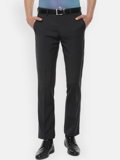 

Louis Philippe Men Black Regular Fit Self Checked Formal Trousers