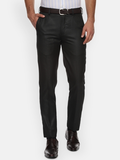 

Louis Philippe Men Black Slim Fit Solid Formal Trousers