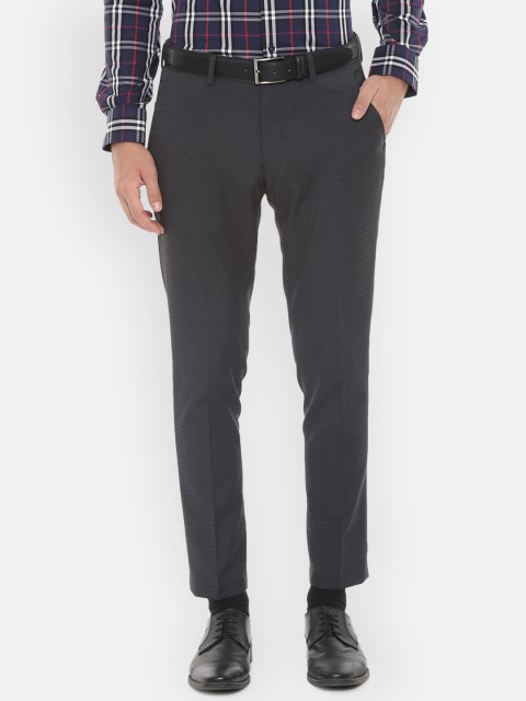 

Louis Philippe Men Black Slim Fit Self Design Formal Trousers