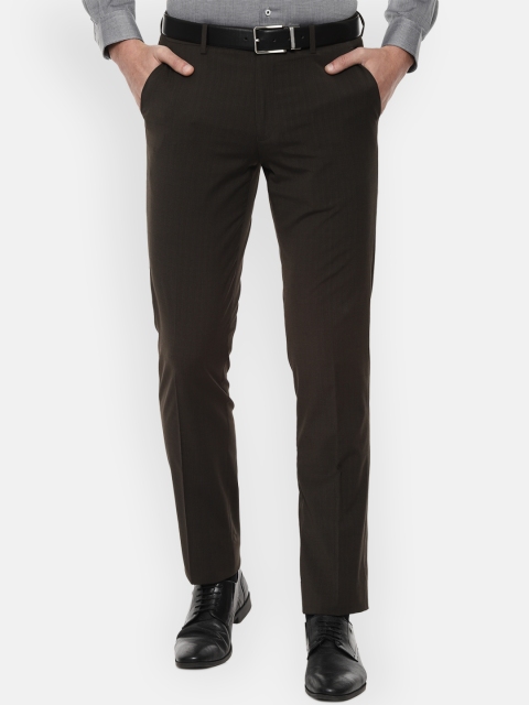 

Louis Philippe Men Coffee Brown Regular Fit Self Checked Formal Trousers