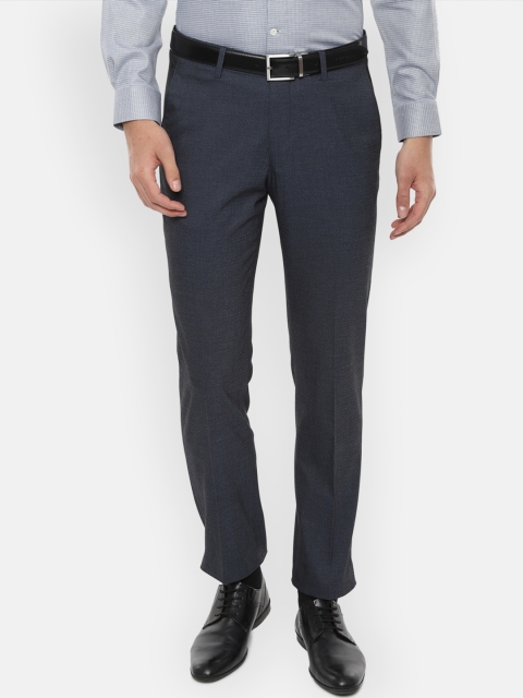 

Louis Philippe Men Navy Blue Slim Fit Solid Formal Trousers