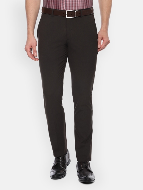 

Louis Philippe Men Coffee Brown Slim Fit Solid Formal Trousers