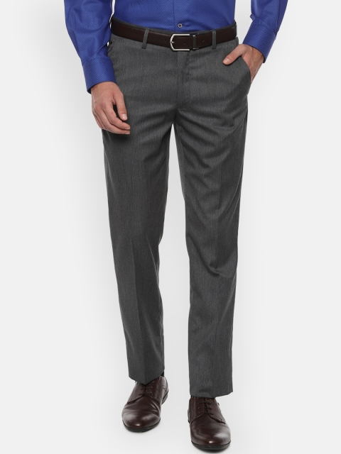 

Louis Philippe Men Charcoal Grey Slim Fit Solid Formal Trousers