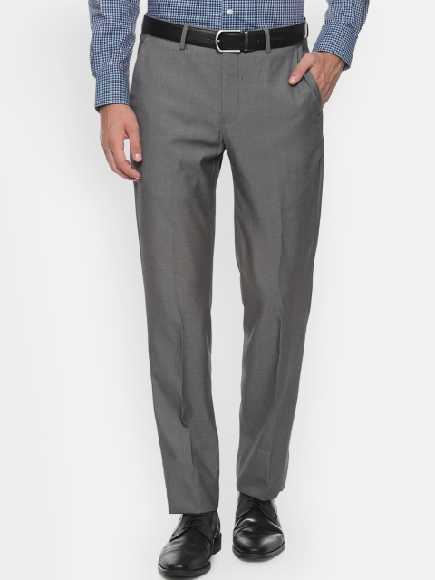 

Louis Philippe Men Grey Slim Fit Solid Formal Trousers