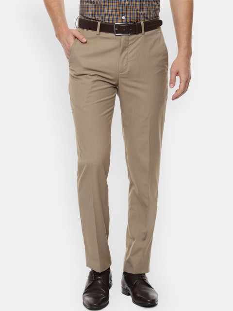 

Louis Philippe Men Beige Slim Fit Solid Formal Trousers