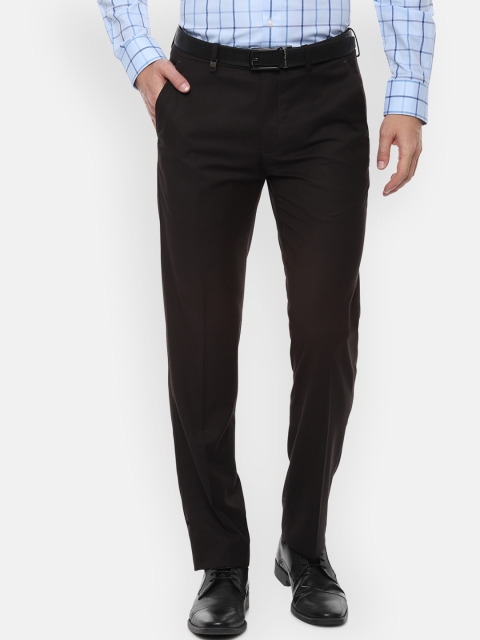 

Louis Philippe Men Coffee Brown Slim Fit Checked Formal Trousers