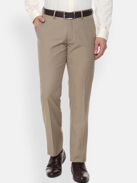 

Louis Philippe Men Beige Regular Fit Solid Formal Trousers