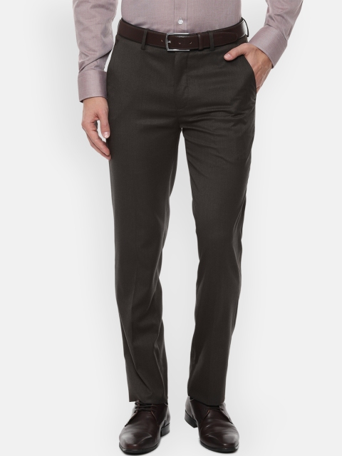 

Louis Philippe Men Coffee Brown Slim Fit Solid Formal Trousers