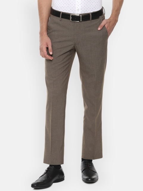 

Louis Philippe Men Brown Slim Fit Self Design Formal Trousers
