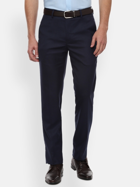

Louis Philippe Men Navy Blue Slim Fit Solid Formal Trousers