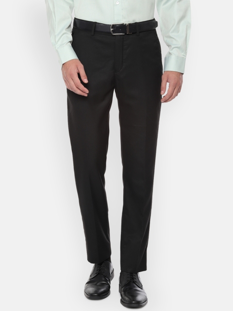 

Louis Philippe Men Black Slim Fit Checked Formal Trousers