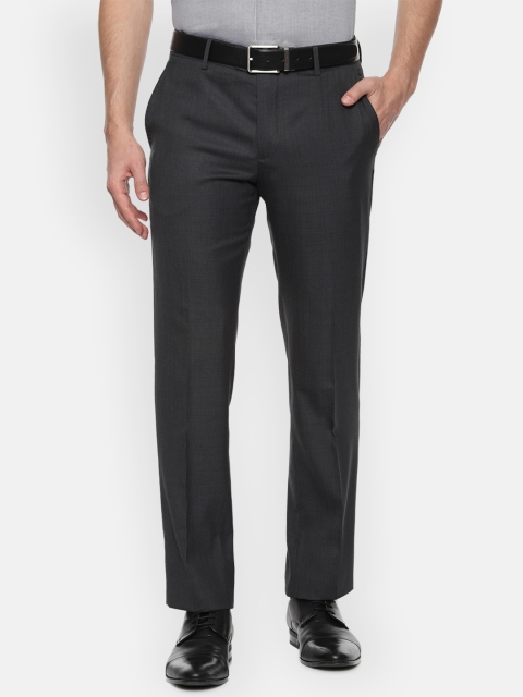 

Louis Philippe Men Charcoal Grey Regular Fit Solid Formal Trousers