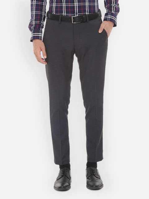 

Louis Philippe Men Charcoal Grey Slim Fit Self Design Formal Trousers