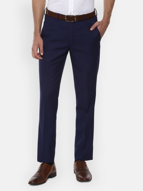 

Louis Philippe Men Navy Blue Slim Fit Solid Formal Trousers