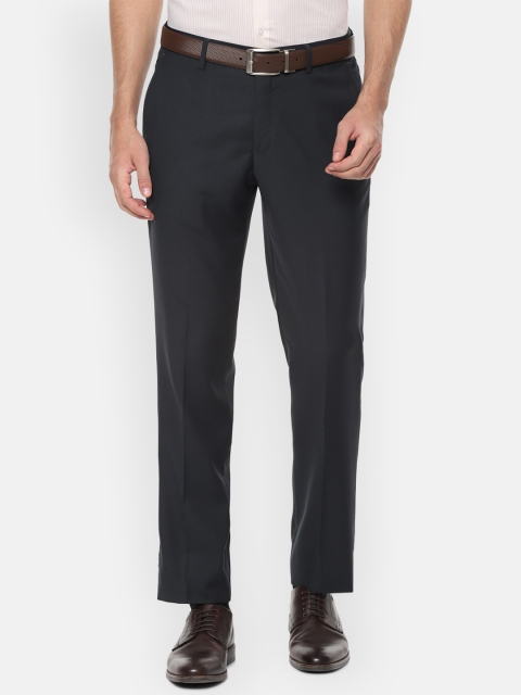 

Louis Philippe Men Black Slim Fit Solid Formal Trousers