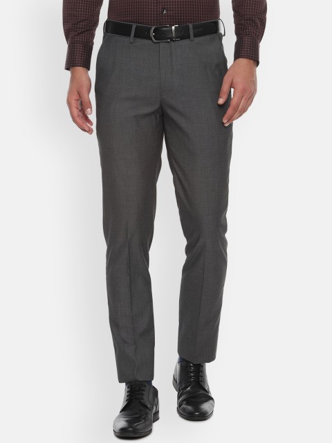 

Louis Philippe Men Charcoal Grey Slim Fit Solid Formal Trousers