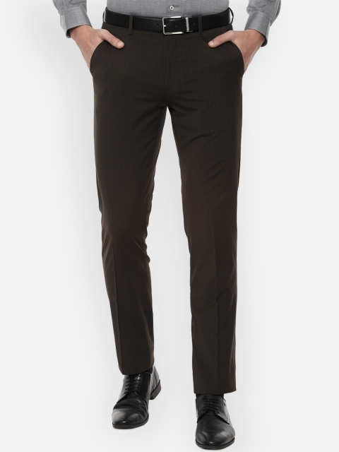 

Louis Philippe Men Coffee Brown Regular Fit Checked Formal Trousers