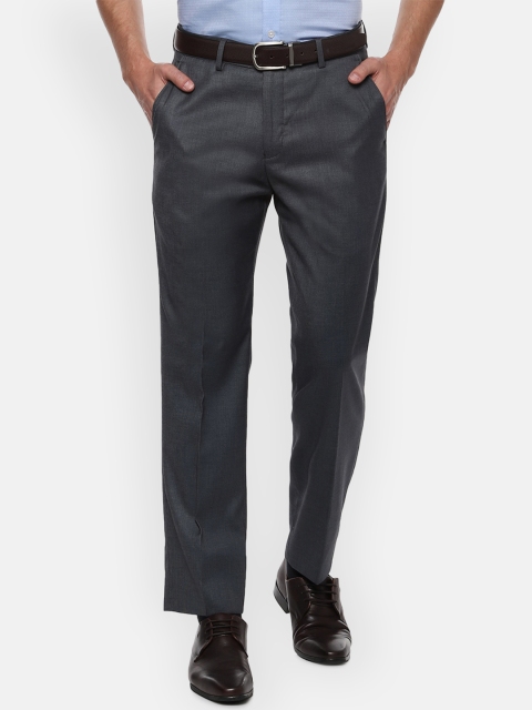 

Louis Philippe Men Charcoal Grey Slim Fit Solid Formal Trousers