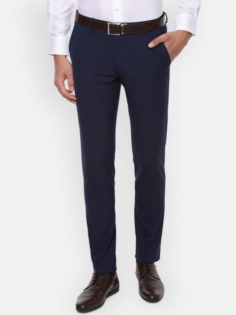 

Louis Philippe Men Navy Blue Slim Fit Solid Formal Trousers