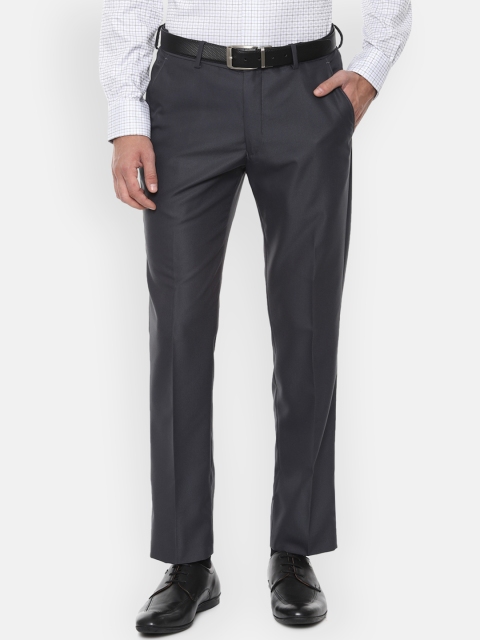 

Louis Philippe Men Charcoal Grey Slim Fit Solid Formal Trousers