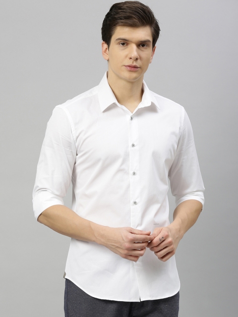 

RARE RABBIT Men White Tailored Fit Solid Casual Shirt
