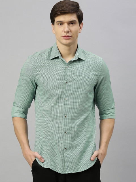 

RARE RABBIT Men Green & Black Tailored Fit Ditsy Printed Casual Shirt