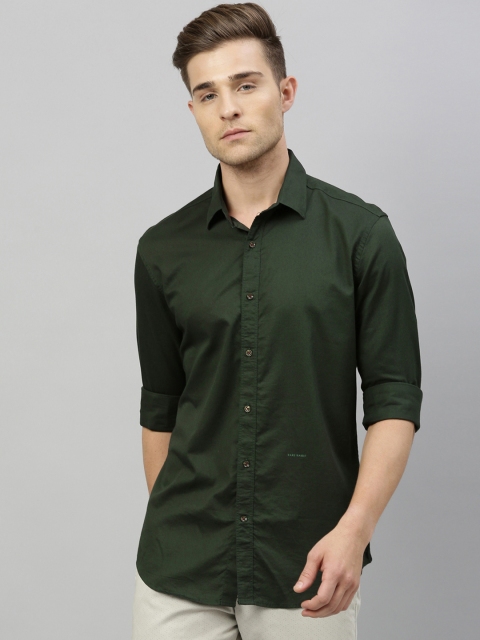

RARE RABBIT Men Olive Green Tailored Fit Solid Casual Shirt