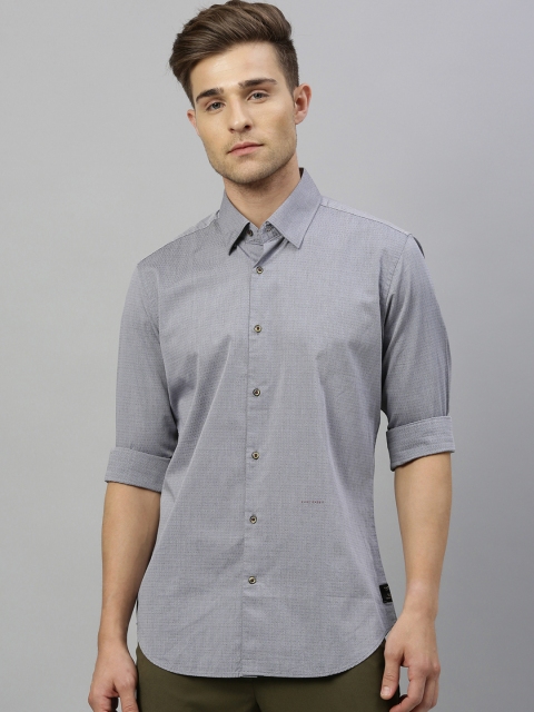 

RARE RABBIT Men Grey Tailored Fit Textured Casual Shirt