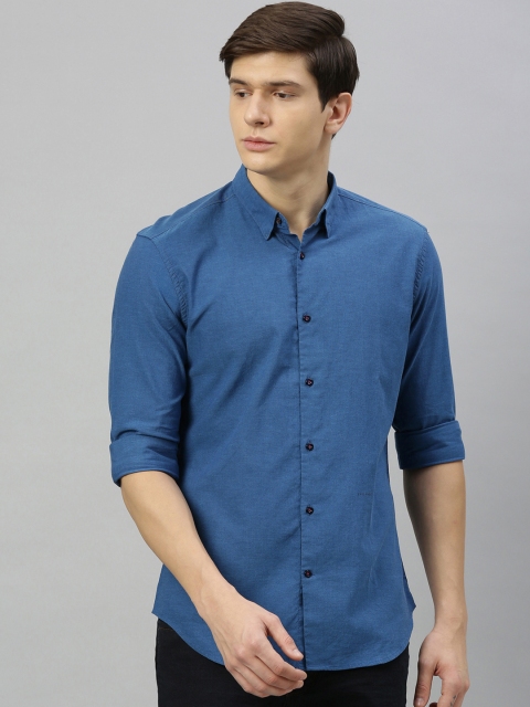 

RARE RABBIT Men Blue Tailored Fit Solid Casual Shirt