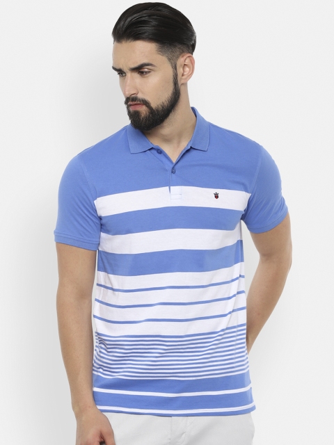 

Louis Philippe Sport Men Blue & White Striped Polo Collar T-shirt