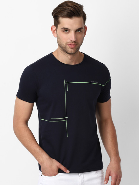 

Louis Philippe Sport Men Navy Blue Printed Polo Collar T-shirt