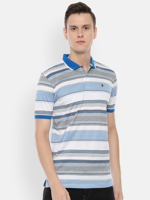

Louis Philippe Sport Men White Striped Polo Collar T-shirt