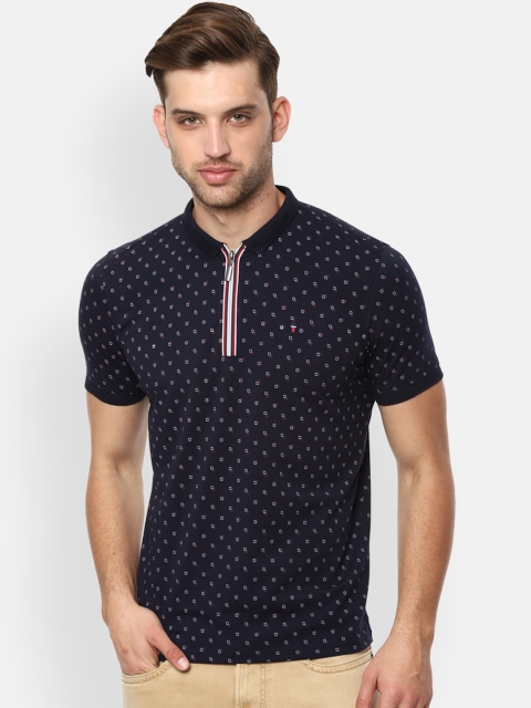 

Louis Philippe Sport Men Navy Blue Printed Polo Collar T-shirt